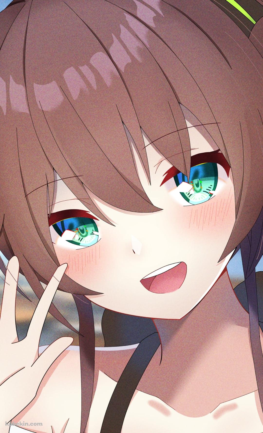 3本の指でピースをする笑顔の夏色まつり / ホロライブ / バーチャルYouTuber / VtuberのAndroidの壁紙(1080px x 1776px) スマホ用