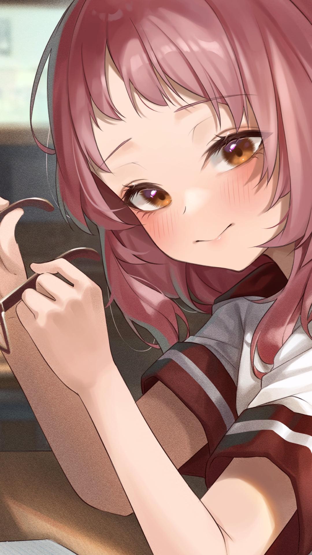 メガネを外してこちらを見る可愛い三重あい / 三重ちゃん / 好きな子がめがねを忘れたのAndroidの壁紙(1080px x 1920px) スマホ用