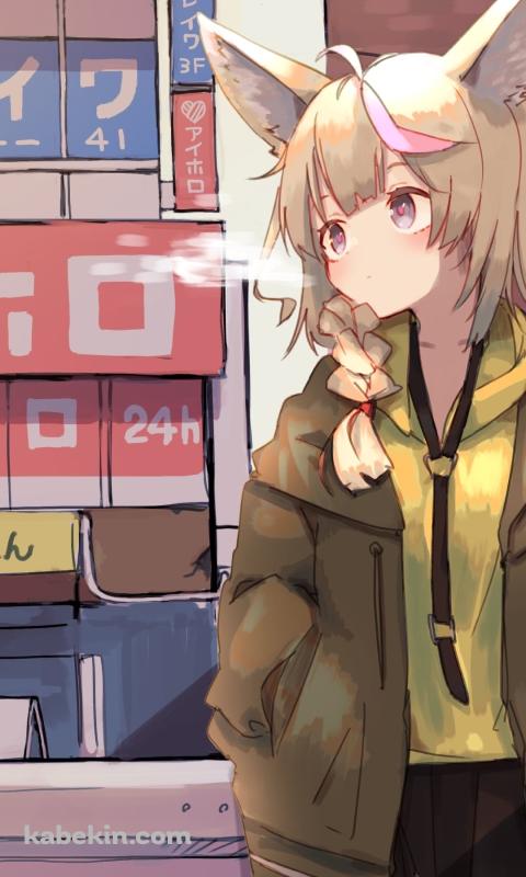 街中で待ち合わせする尾丸ポルカ / ホロライブ / バーチャルYouTuber / VtuberのAndroidの壁紙(480px x 800px) スマホ用