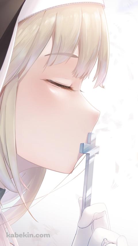 十字架にキスをするシスター・クレア / にじさんじ / バーチャルYouTuber / VtuberのAndroidの壁紙(480px x 854px) スマホ用