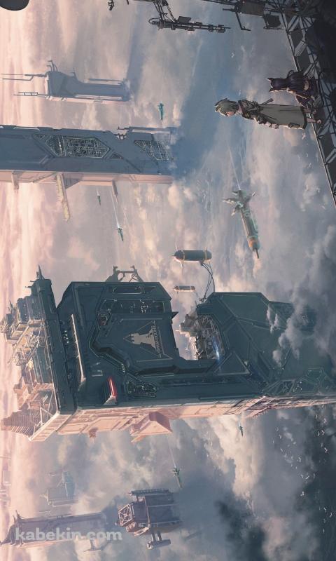 高所から下界を見下ろすケルシーとドーベルマン / アークナイツのAndroidの壁紙(480px x 800px) スマホ用