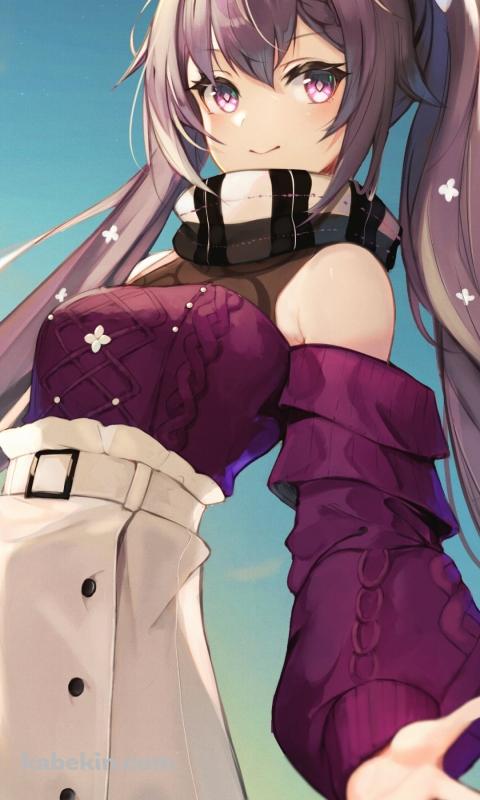 私服の刻晴 / 紫と白のコーディネート / 笑顔 / 原神のAndroidの壁紙(480px x 800px) スマホ用