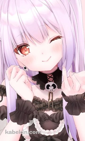 ウィンクをする可愛い可愛い潤羽るしあ / 紫の髪型 / ホロライブ / バーチャルYouTuber / VtuberのAndroidの壁紙(360px x 592px) スマホ用