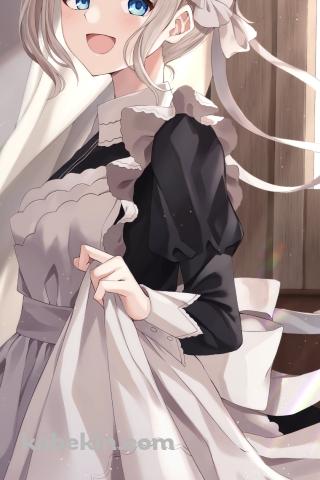 メイド服を着て笑う可愛い芹沢あさひ / アイドルマスターシャイニーカラーズのAndroidの壁紙(320px x 480px) スマホ用