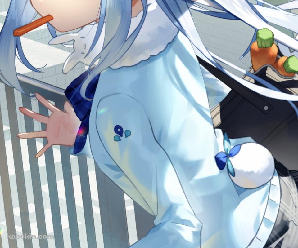 人参を咥えた兎田ぺこら / チェックのスカート / ホロライブ / バーチャルYouTuber / VtuberのAndroidの壁紙(960px x 800px) スマホ用