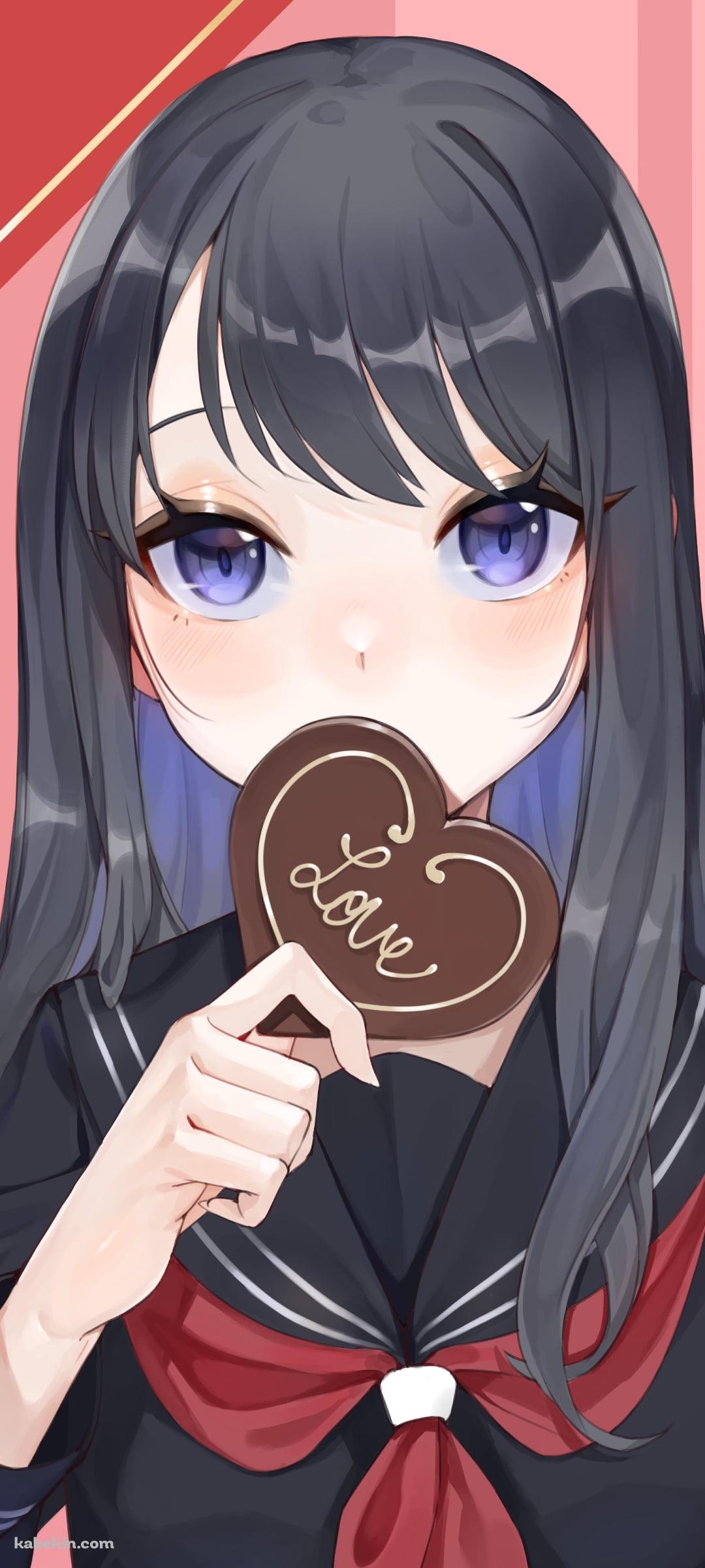 ハートのチョコを持つ風野 灯織 (かざの ひおり) / LOVE / アイドルマスターシャイニーカラーズのAndroidの壁紙(1080px x 2400px) スマホ用