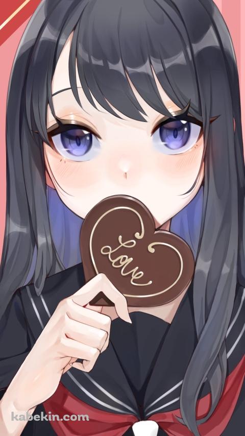 ハートのチョコを持つ風野 灯織 (かざの ひおり) / LOVE / アイドルマスターシャイニーカラーズのAndroidの壁紙(480px x 854px) スマホ用
