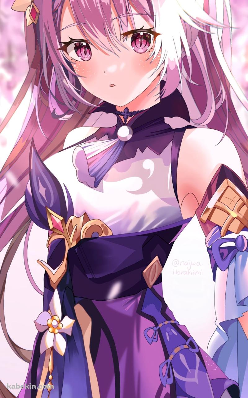 藤の花と立ち尽くす刻晴 / 原神のAndroidの壁紙(800px x 1280px) スマホ用