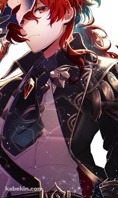 仮面を外し冷ややかな視線を送るディルック・ラグヴィンド / 原神のAndroidの壁紙(480px x 800px) スマホ用