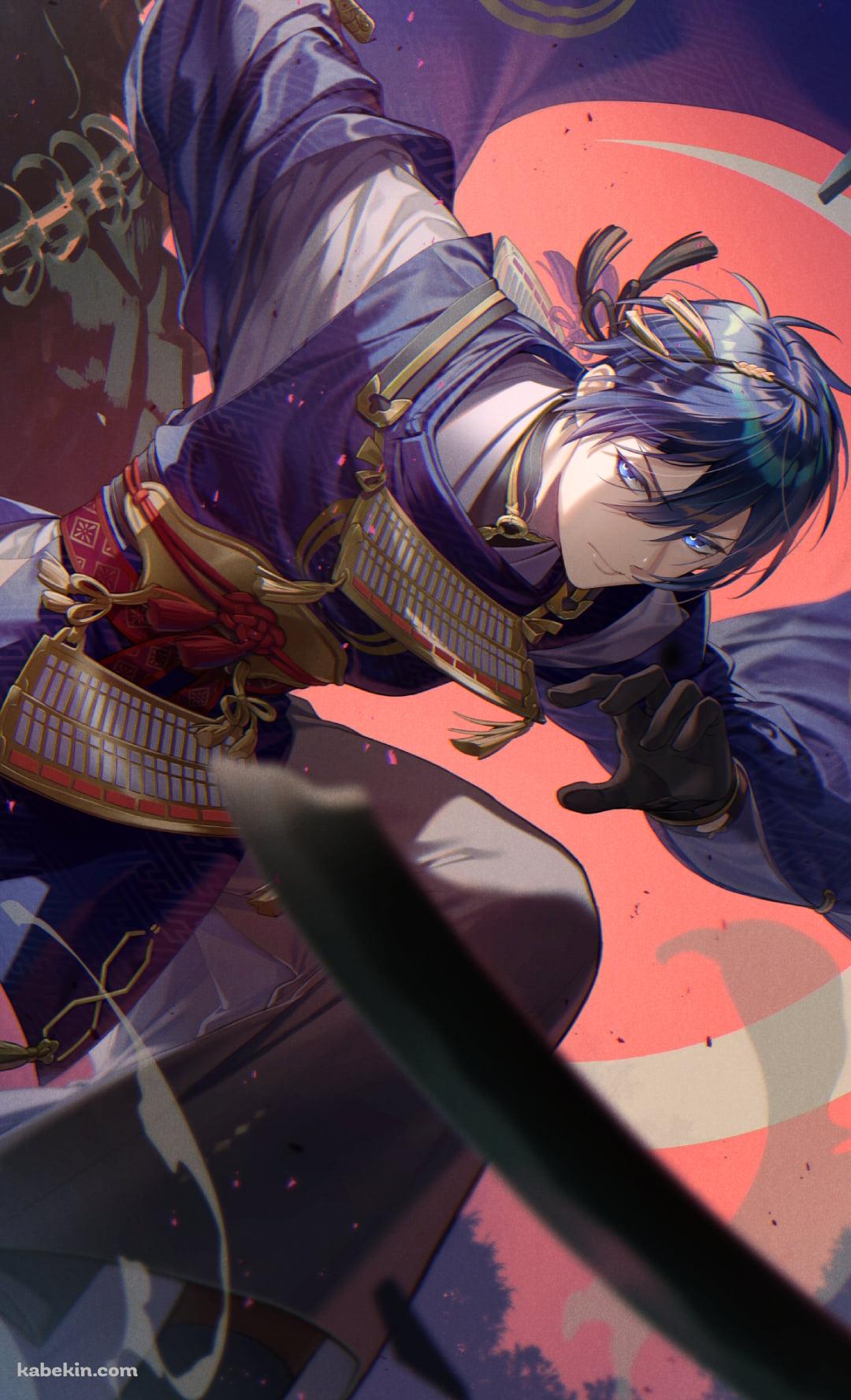 踏み込み剣を振るうかっこいい三日月宗近 / 刀剣乱舞のAndroidの壁紙(1080px x 1776px) スマホ用