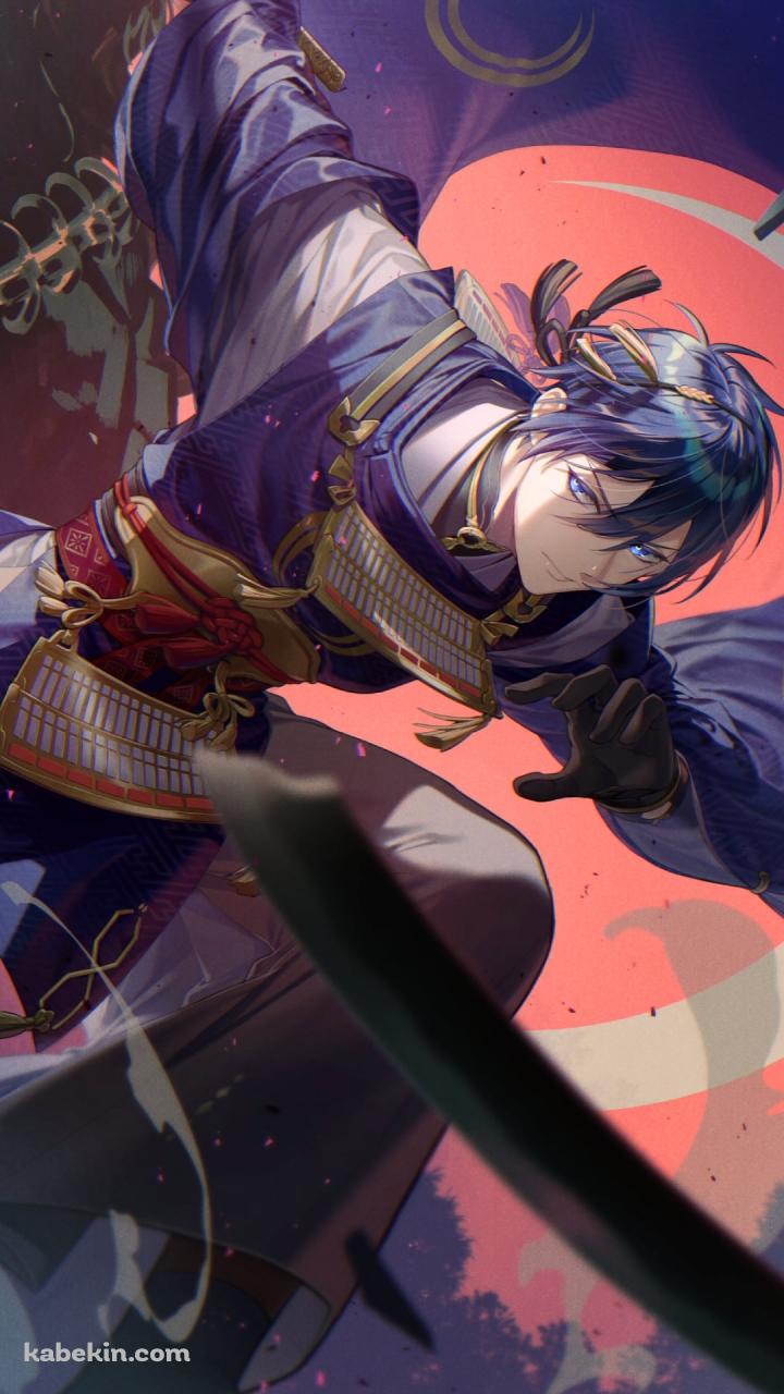 踏み込み剣を振るうかっこいい三日月宗近 / 刀剣乱舞のAndroidの壁紙(720px x 1280px) スマホ用