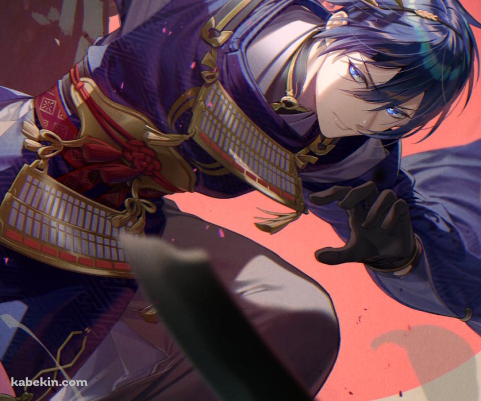 踏み込み剣を振るうかっこいい三日月宗近 / 刀剣乱舞のAndroidの壁紙(960px x 800px) スマホ用