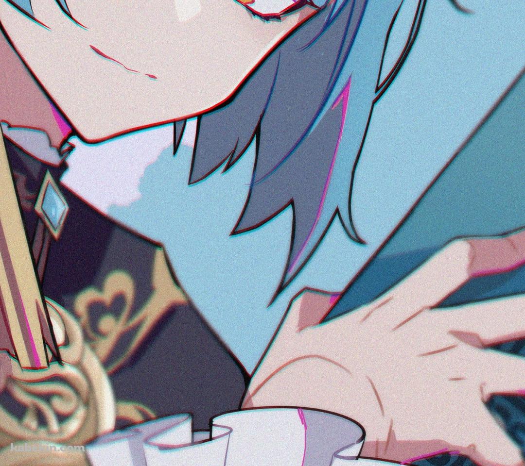 青い本を持つ行秋 / 青い髪 / 原神のAndroidの壁紙(1080px x 960px) スマホ用