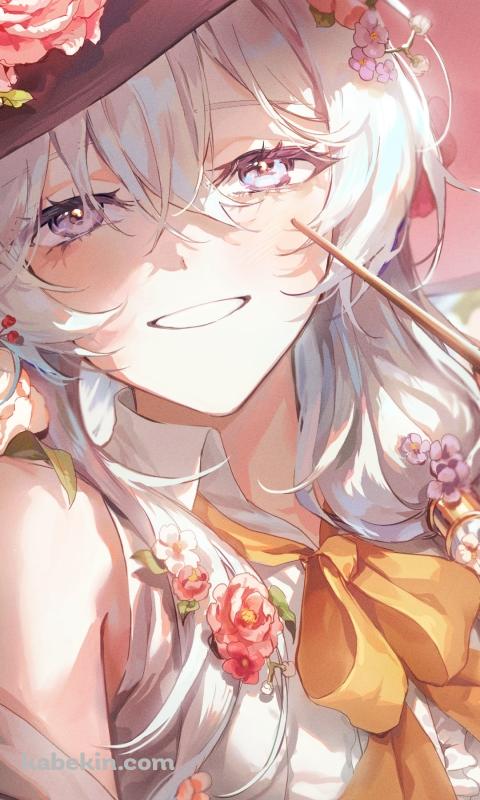 ピンクの花飾りがついた服を着るイレイナ / 魔女の旅々のAndroidの壁紙(480px x 800px) スマホ用