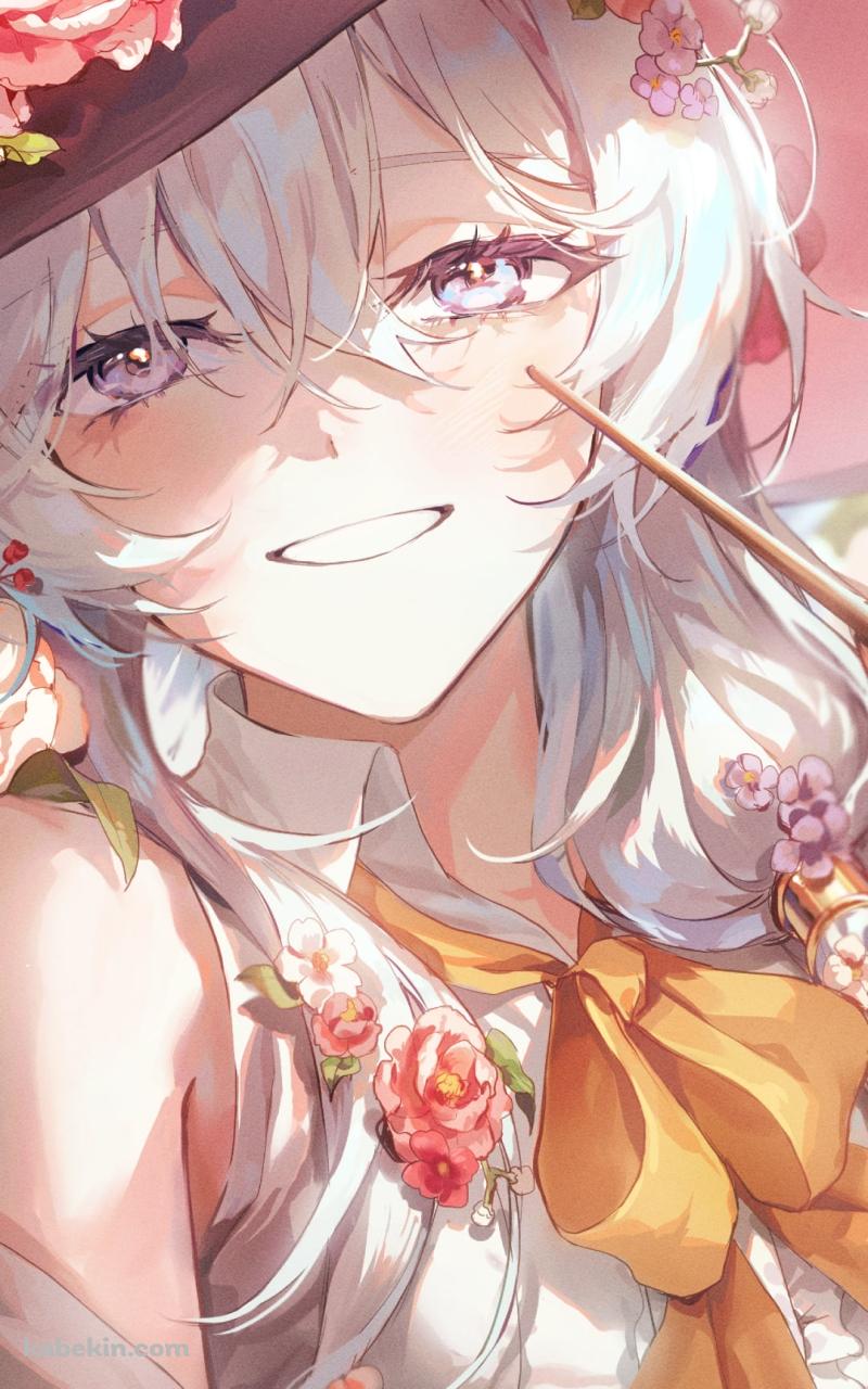 ピンクの花飾りがついた服を着るイレイナ / 魔女の旅々のAndroidの壁紙(800px x 1280px) スマホ用