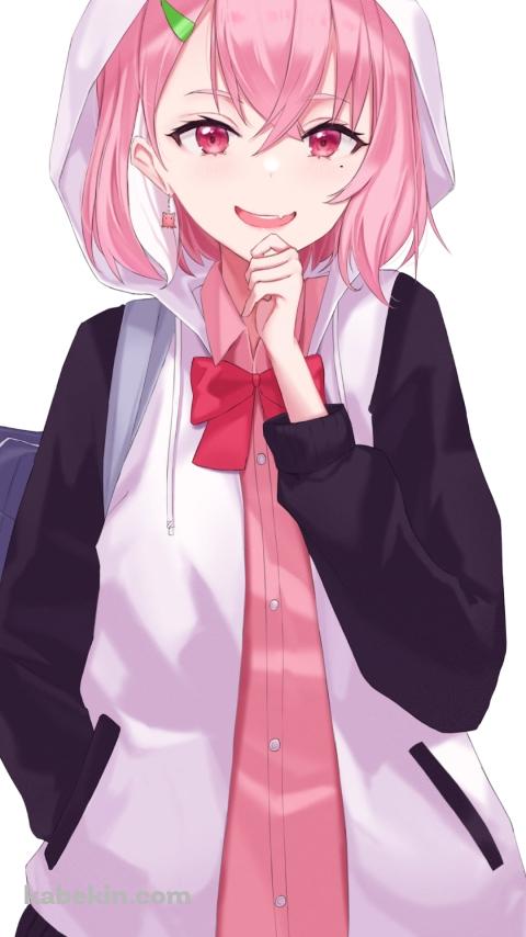 顎に手をあてて微笑む笹木咲 / にじさんじ / バーチャルYouTuber / VtuberのAndroidの壁紙(480px x 854px) スマホ用