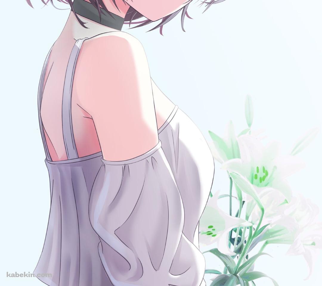 白い花を持ち微笑む可愛い浅倉透 / アイドルマスターシャイニーカラーズのAndroidの壁紙(1080px x 960px) スマホ用