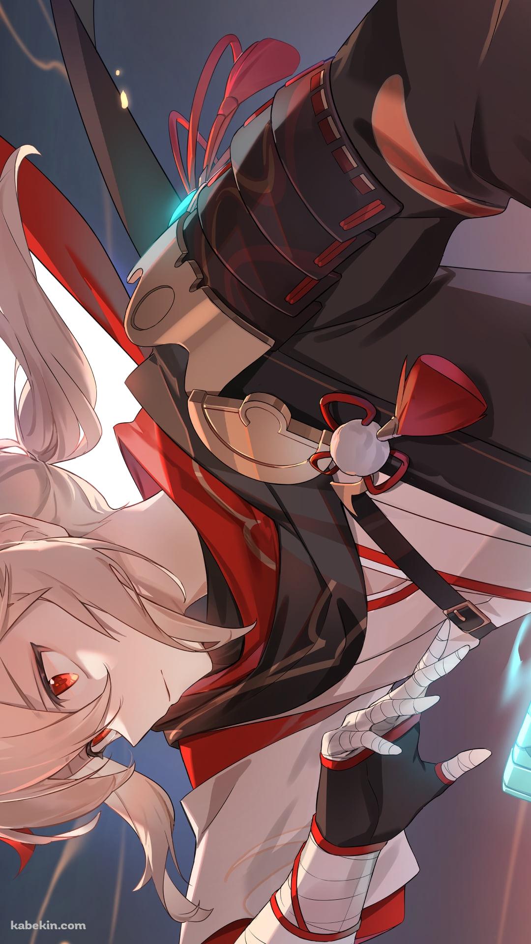 青く光る剣に手をかけるかっこいい楓原万葉 / 満月 / 原神のAndroidの壁紙(1080px x 1920px) スマホ用