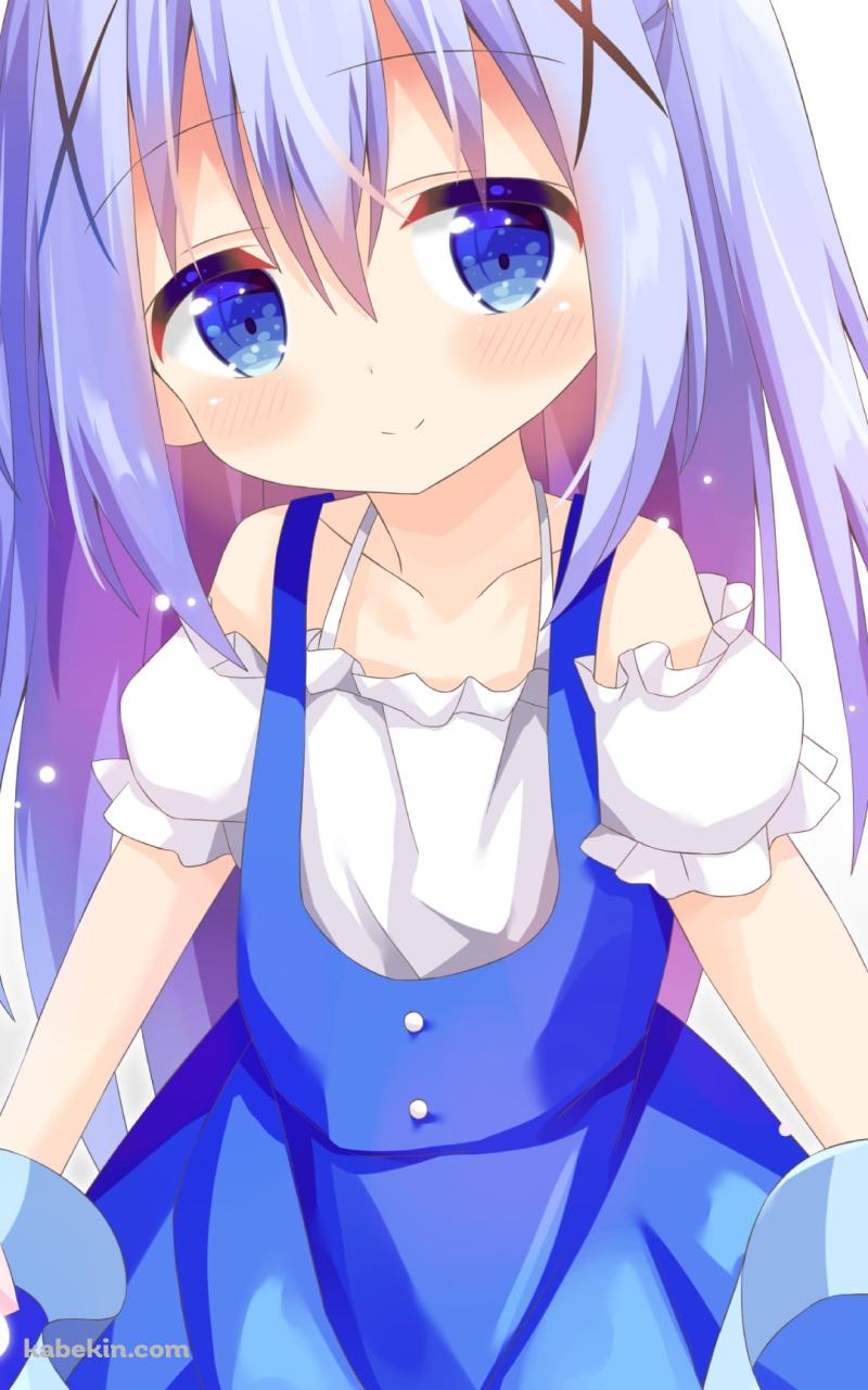 青い服を着たプニプニの香風智乃 / ごちうさ / ご注文はうさぎですか?のAndroidの壁紙(800px x 1280px) スマホ用