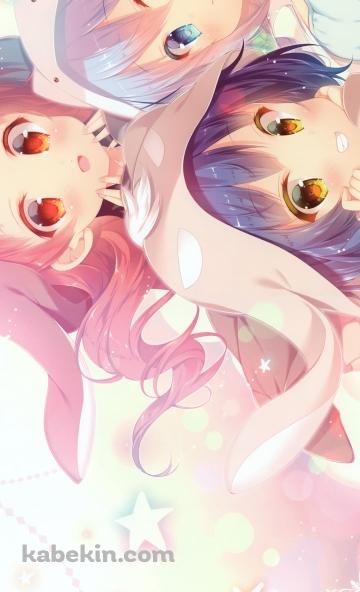 着ぐるみを着た香風智乃と条河麻耶と奈津恵 / ごちうさ / ご注文はうさぎですか?のAndroidの壁紙(360px x 592px) スマホ用
