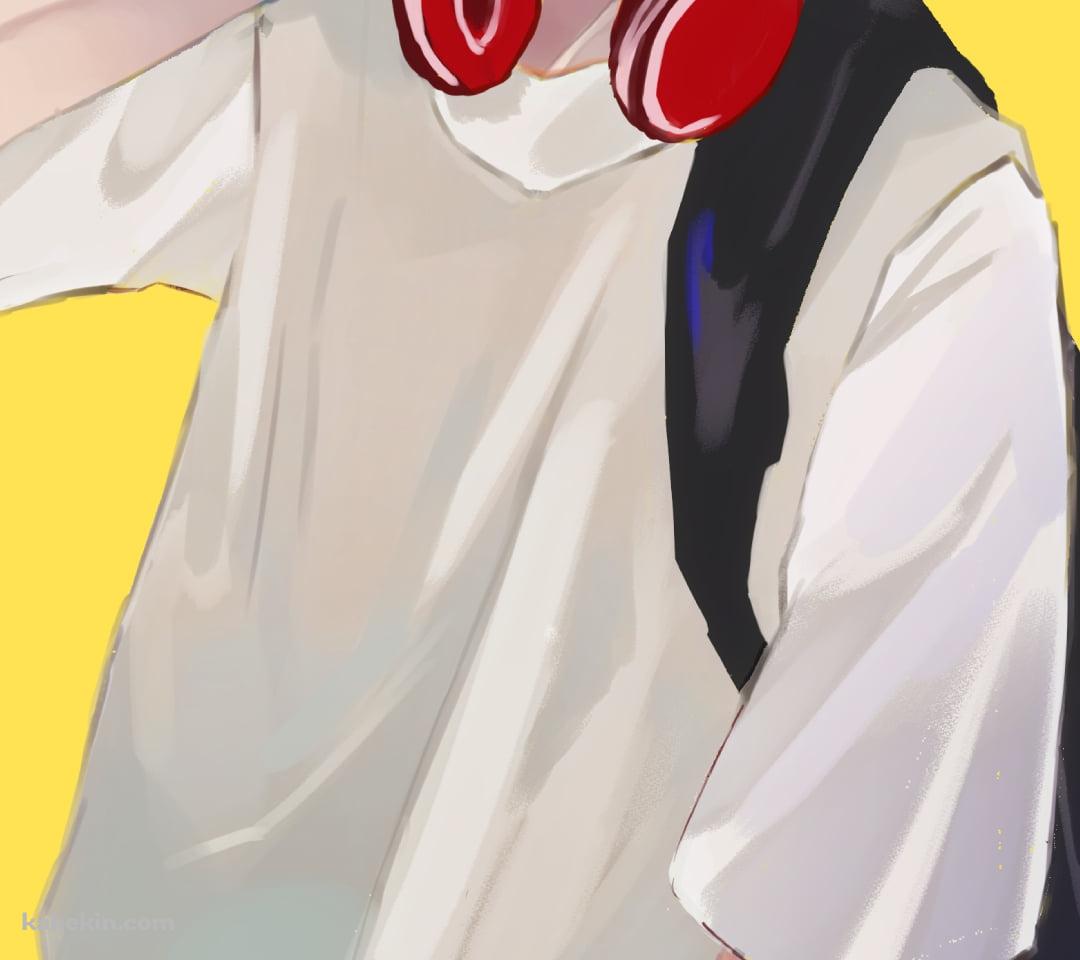 赤いヘッドフォンを首元に下げリュックを背負う伏黒恵(ふしぐろめぐみ) / 呪術廻戦のAndroidの壁紙(1080px x 960px) スマホ用