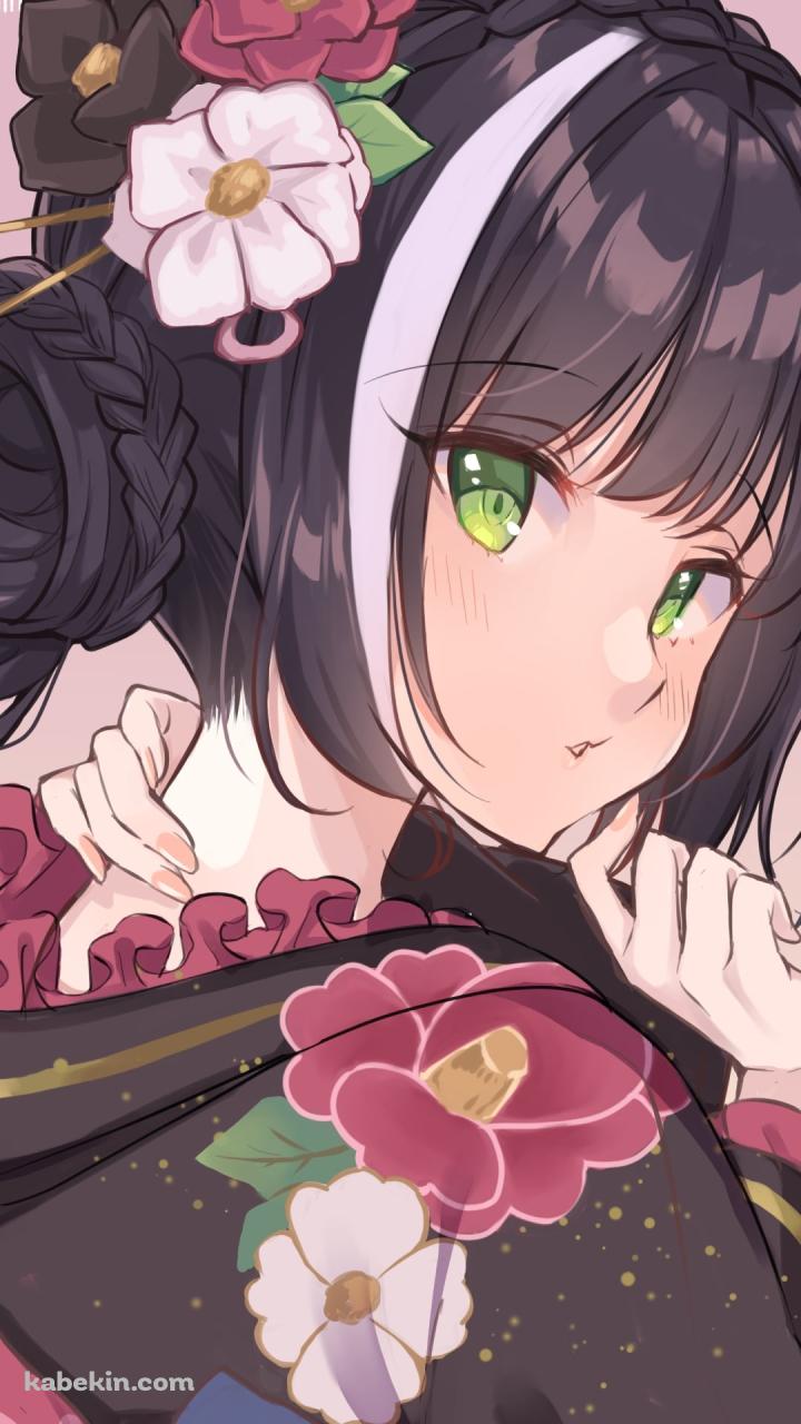 黒い着物を着てうなじを抑えるキャル / プリンセスコネクト!re:diveのAndroidの壁紙(720px x 1280px) スマホ用