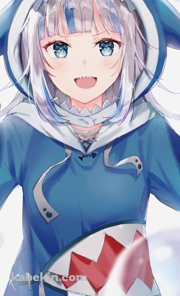 笑顔の可愛いがうるぐら / 水泡 / 鮫の着ぐるみ / ホロライブ / バーチャルYouTuber / VtuberのAndroidの壁紙(360px x 592px) スマホ用