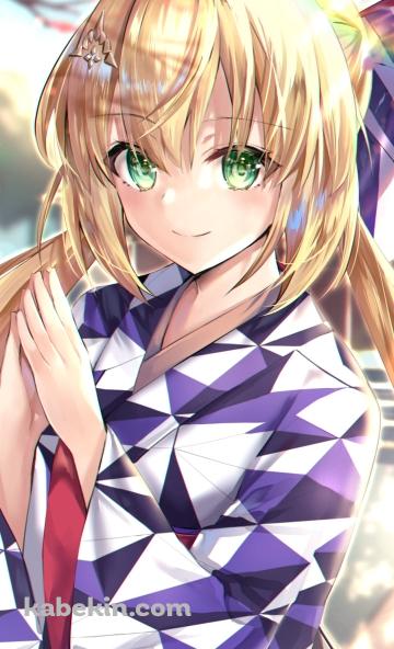お祈りするアルトリア・ペンドラゴン / アルトリア・キャスター / 緑の瞳 / fate/grand orderのAndroidの壁紙(360px x 592px) スマホ用