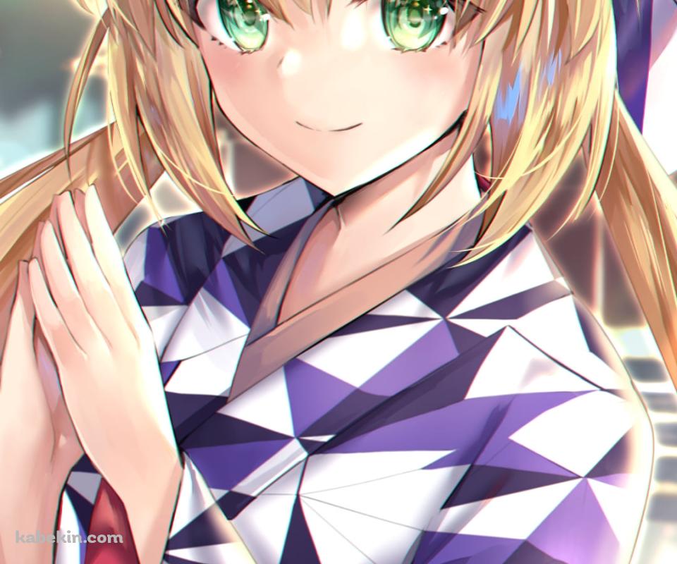 お祈りするアルトリア・ペンドラゴン / アルトリア・キャスター / 緑の瞳 / fate/grand orderのAndroidの壁紙(960px x 800px) スマホ用