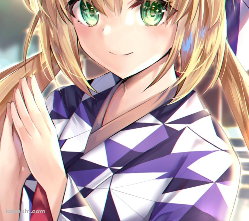 お祈りするアルトリア・ペンドラゴン / アルトリア・キャスター / 緑の瞳 / fate/grand orderのAndroidの壁紙(960px x 854px) スマホ用