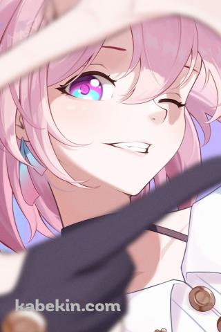 ウィンクをしながら写真を撮るポーズをする可愛い三月なのか / 崩壊:スターレイルのAndroidの壁紙(320px x 480px) スマホ用