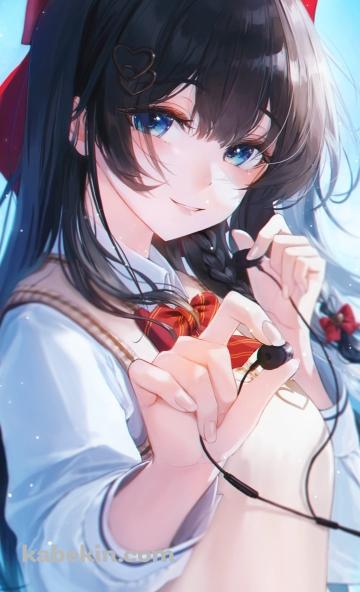 片方のイヤフォンを差し出すSHIRAYUKI HINA / バーチャルYouTuber / VtuberのAndroidの壁紙(360px x 592px) スマホ用