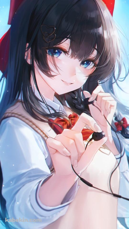 片方のイヤフォンを差し出すSHIRAYUKI HINA / バーチャルYouTuber / VtuberのAndroidの壁紙(540px x 960px) スマホ用