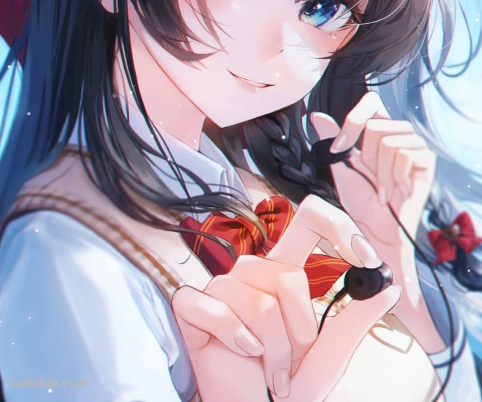 片方のイヤフォンを差し出すSHIRAYUKI HINA / バーチャルYouTuber / VtuberのAndroidの壁紙(960px x 800px) スマホ用