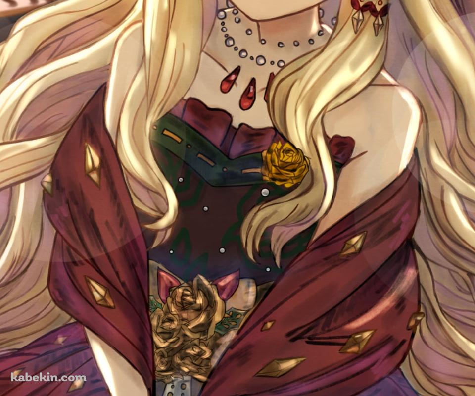 赤いドレスを着た可愛いサレン / 金髪 / ブロンド / ロングヘア― / プリンセスコネクト!re:diveのAndroidの壁紙(960px x 800px) スマホ用