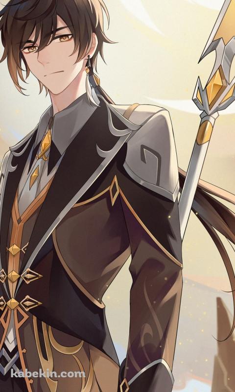 大きな槍を持つ鍾離 / 原神のAndroidの壁紙(480px x 800px) スマホ用