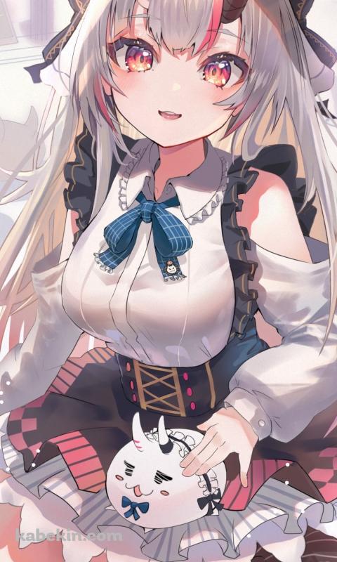 寝室で微笑む可愛い百鬼あやめ / ぽよ余 / ホロライブ / バーチャルYouTuber / VtuberのAndroidの壁紙(480px x 800px) スマホ用