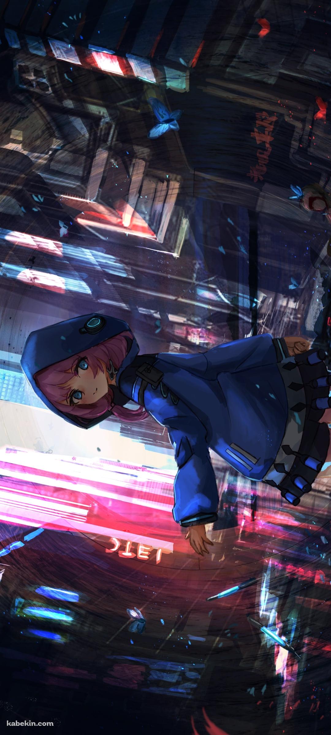 街中で振り返るアズリウス / アークナイツのAndroidの壁紙(1080px x 2400px) スマホ用