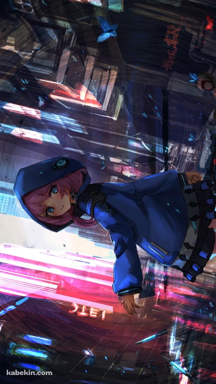 街中で振り返るアズリウス / アークナイツのAndroidの壁紙(720px x 1280px) スマホ用
