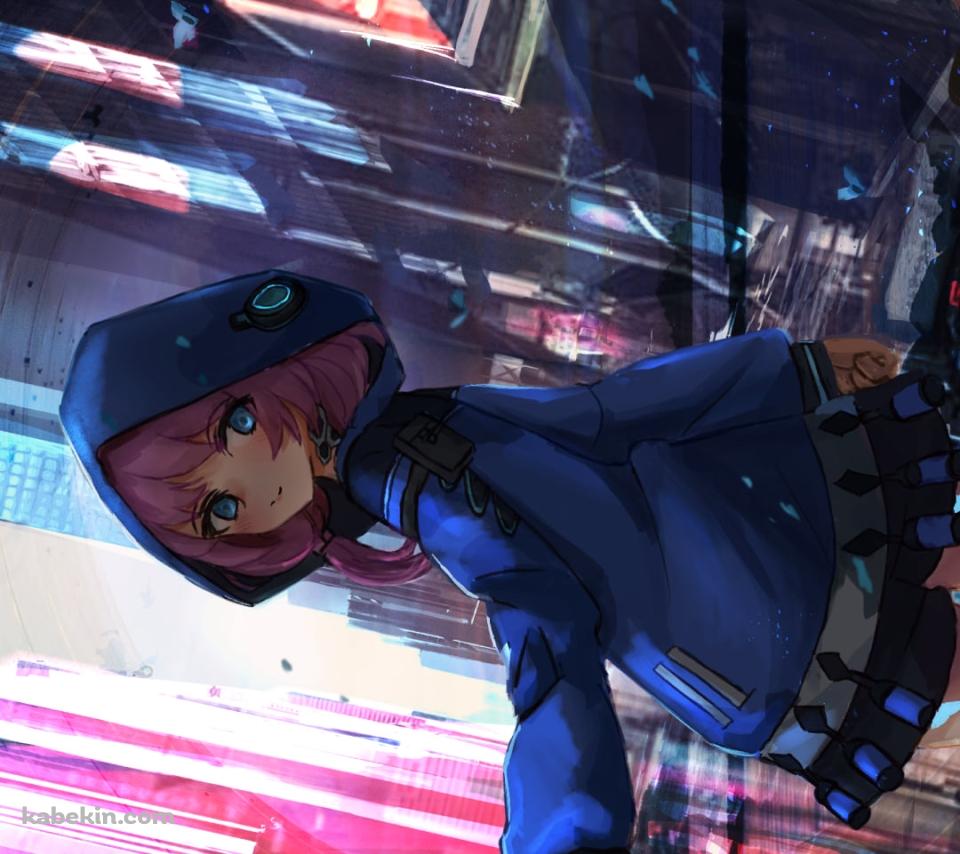 街中で振り返るアズリウス / アークナイツのAndroidの壁紙(960px x 854px) スマホ用