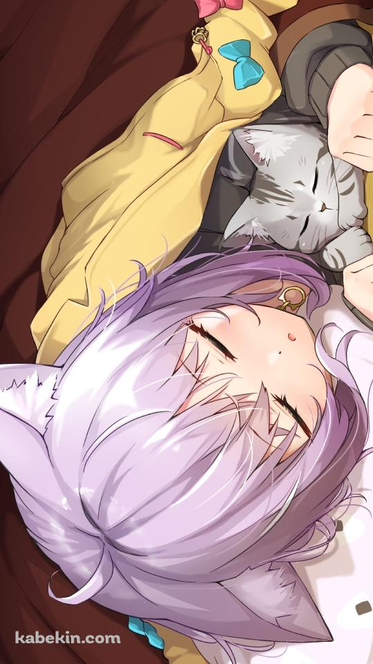 コタツで猫と眠る猫又おかゆ / ホロライブ / バーチャルYouTuber / VtuberのAndroidの壁紙(540px x 960px) スマホ用