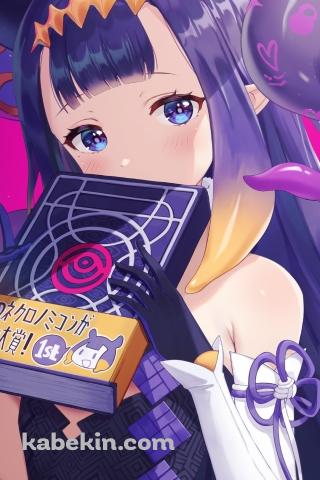 本で口元を隠す一伊那尓栖 / バーチャルYouTuber / VtuberのAndroidの壁紙(320px x 480px) スマホ用