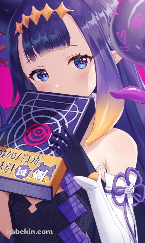 本で口元を隠す一伊那尓栖 / バーチャルYouTuber / VtuberのAndroidの壁紙(480px x 800px) スマホ用