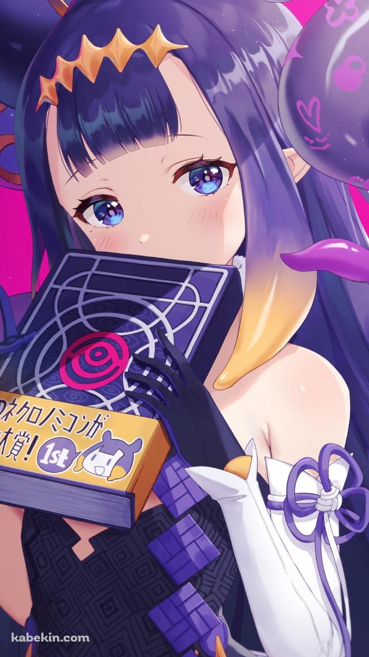 本で口元を隠す一伊那尓栖 / バーチャルYouTuber / VtuberのAndroidの壁紙(720px x 1280px) スマホ用