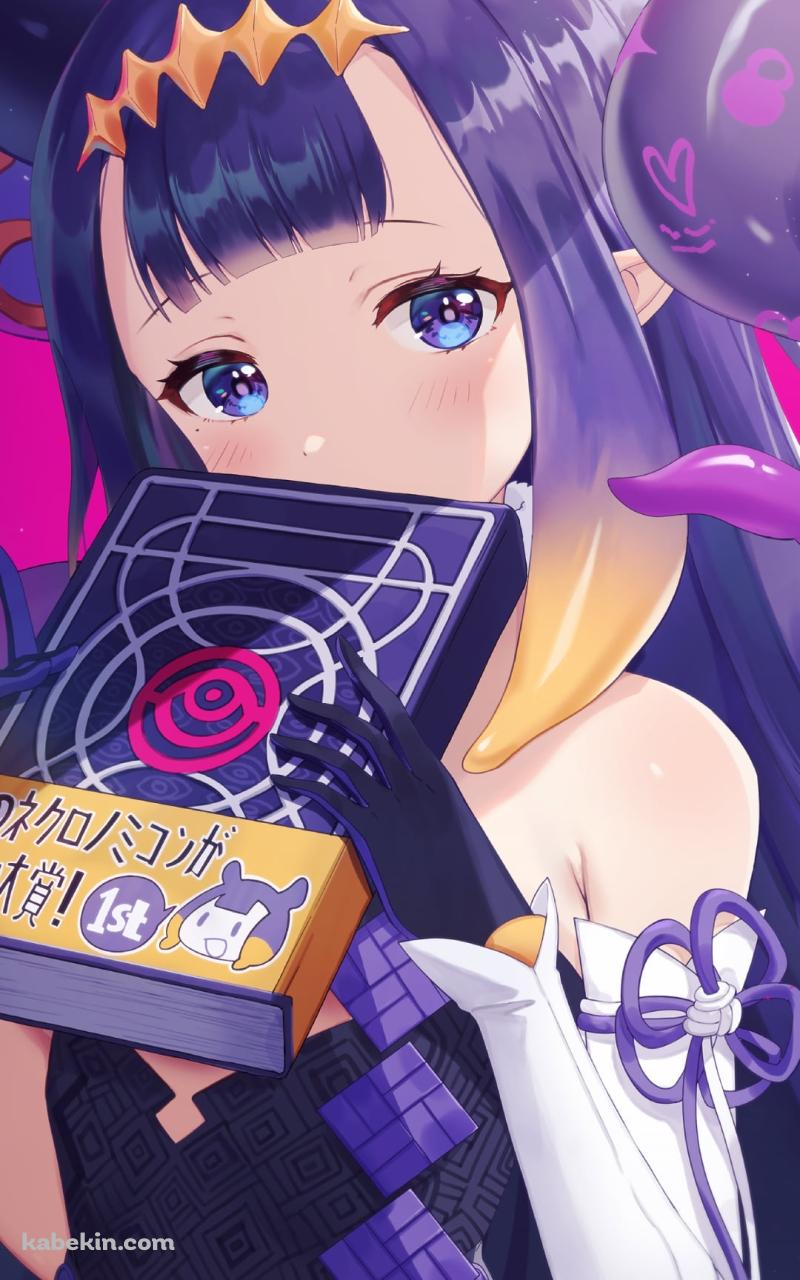 本で口元を隠す一伊那尓栖 / バーチャルYouTuber / VtuberのAndroidの壁紙(800px x 1280px) スマホ用