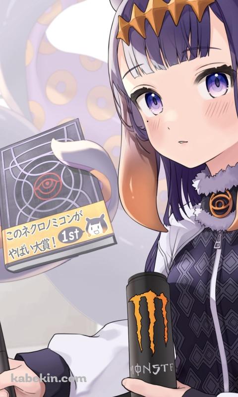 モンエナとタッチペンを持つ可愛い一伊那尓栖 / このネクロノミコンがやばい大賞 / ホロライブ / バーチャルYouTuber / VtuberのAndroidの壁紙(480px x 800px) スマホ用