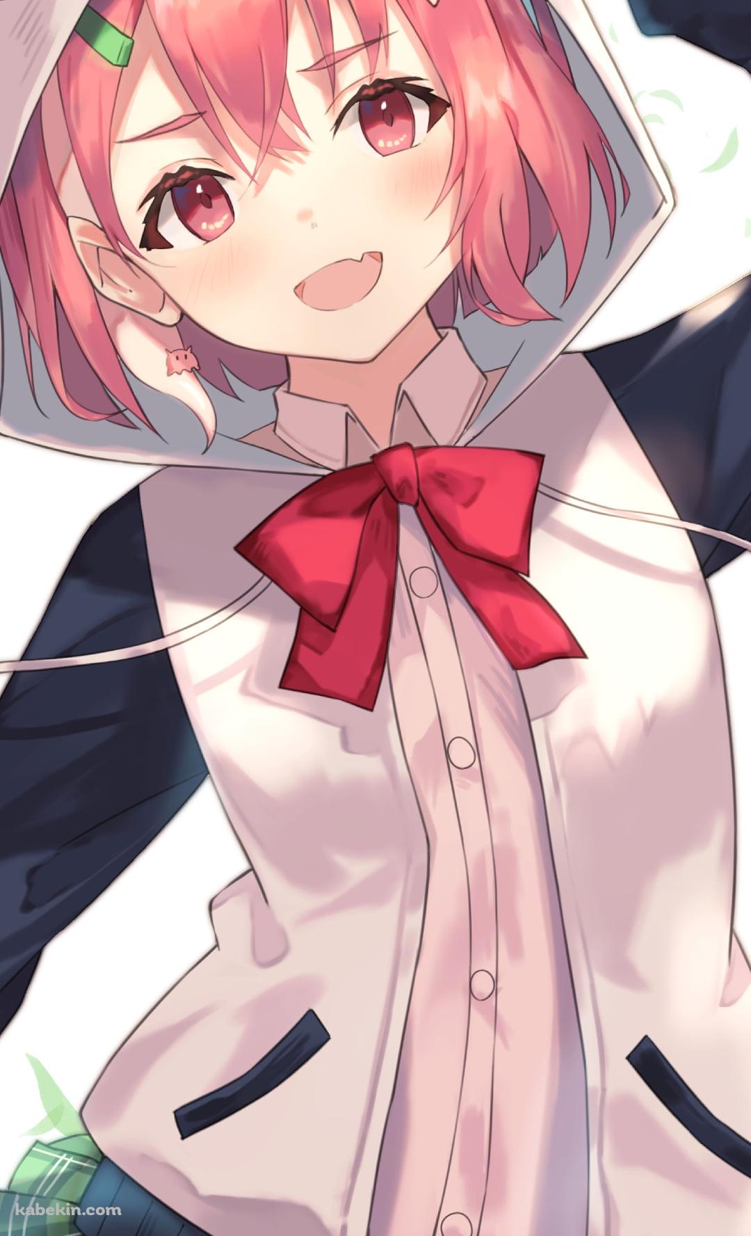 笑顔でピースをする可愛い笹木咲 / 緑のチェックのスカート / ホロライブ / バーチャルYouTuber / VtuberのAndroidの壁紙(1080px x 1776px) スマホ用