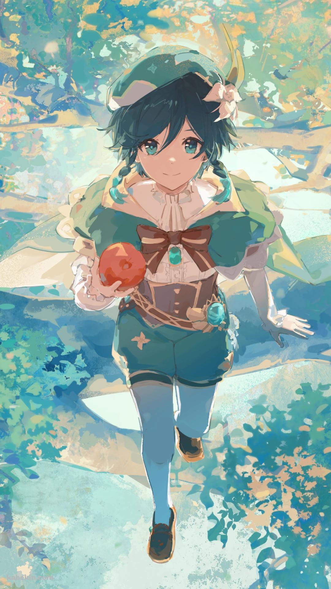 斜め上を見つめる可愛いウェンティ / 原神のAndroidの壁紙(1080px x 1920px) スマホ用