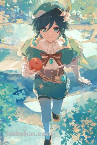 斜め上を見つめる可愛いウェンティ / 原神のAndroidの壁紙(320px x 480px) スマホ用