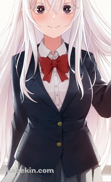 窓際で微笑むセーラー服を着たエキドナ / re:ゼロから始める異世界生活のAndroidの壁紙(360px x 592px) スマホ用